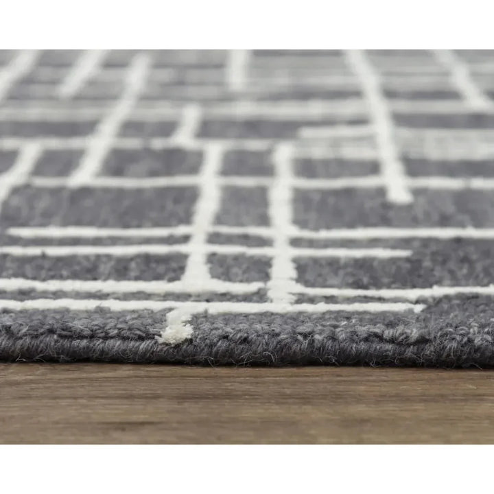 Baab Geometric Charcoal Area Rugs For Living Room - LOOMLAN - LOOMLAN - Area Rugs