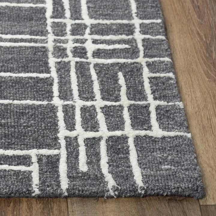 Baab Geometric Charcoal Area Rugs For Living Room - LOOMLAN - LOOMLAN - Area Rugs