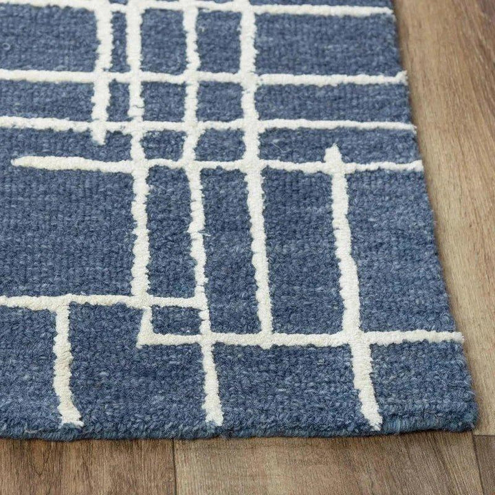 Baar Geometric Blue Area Rugs For Living Room - LOOMLAN - LOOMLAN - Area Rugs