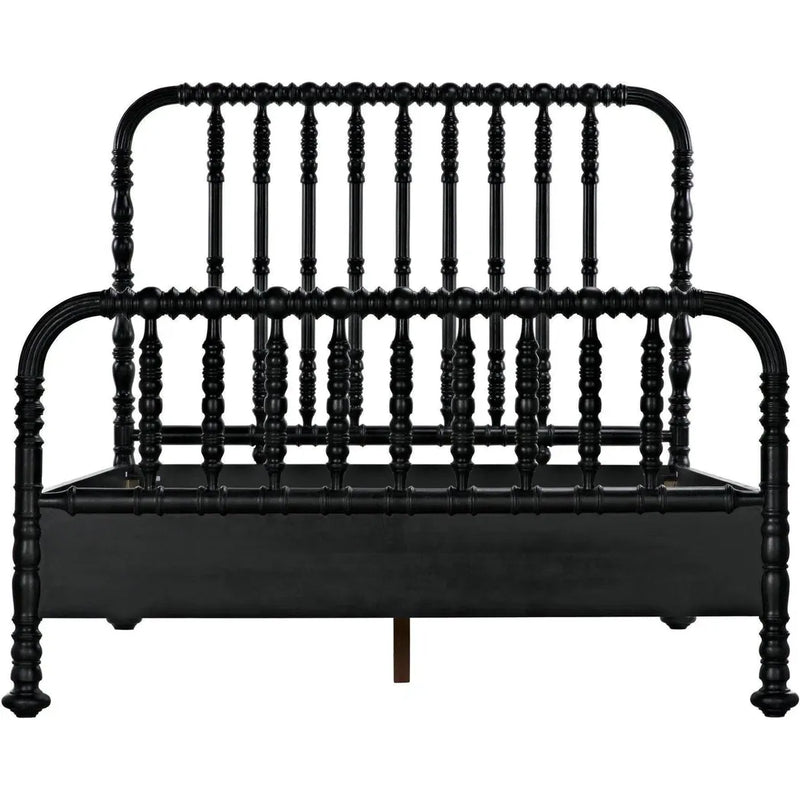 Bachelor Black Wooden Bed Frame-Beds-Noir-LOOMLAN