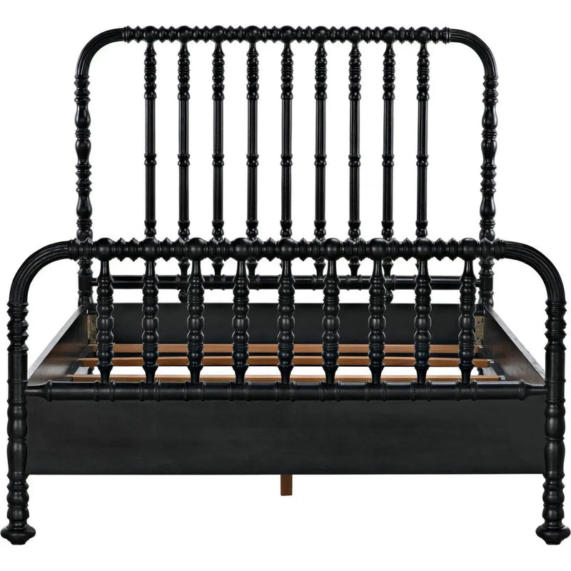 Bachelor Black Wooden Bed Frame-Beds-Noir-LOOMLAN