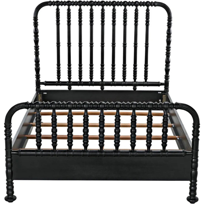 Bachelor Black Wooden Bed Frame-Beds-Noir-LOOMLAN