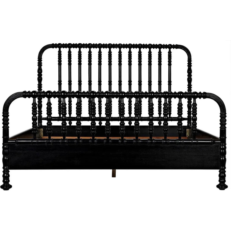 Bachelor Black Wooden Bed Frame-Beds-Noir-LOOMLAN