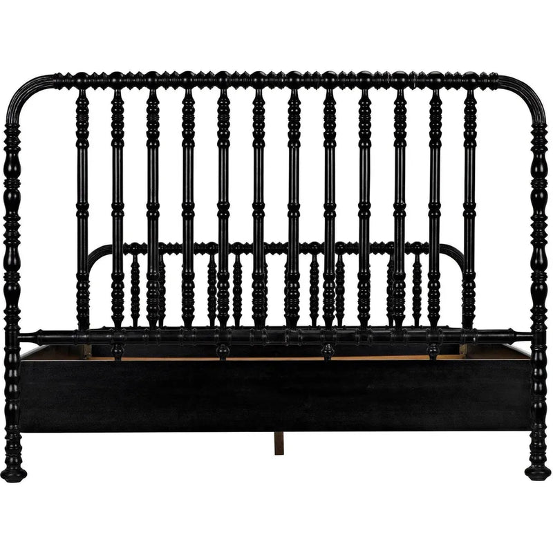 Bachelor Black Wooden Bed Frame-Beds-Noir-LOOMLAN