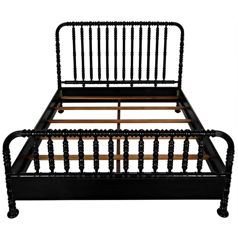 Bachelor Black Wooden Bed Frame-Beds-Noir-LOOMLAN