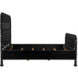 Bachelor Black Wooden Bed Frame-Beds-Noir-LOOMLAN