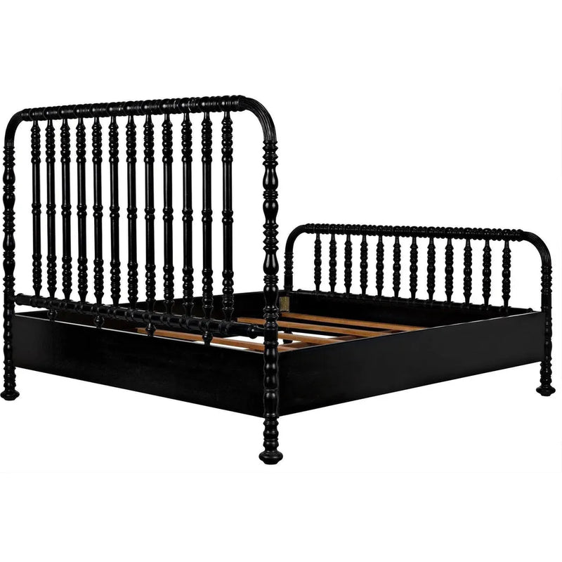 Bachelor Black Wooden Bed Frame-Beds-Noir-LOOMLAN