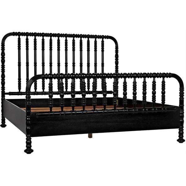 Bachelor Black Wooden Bed Frame-Beds-Noir-Eastern King-LOOMLAN