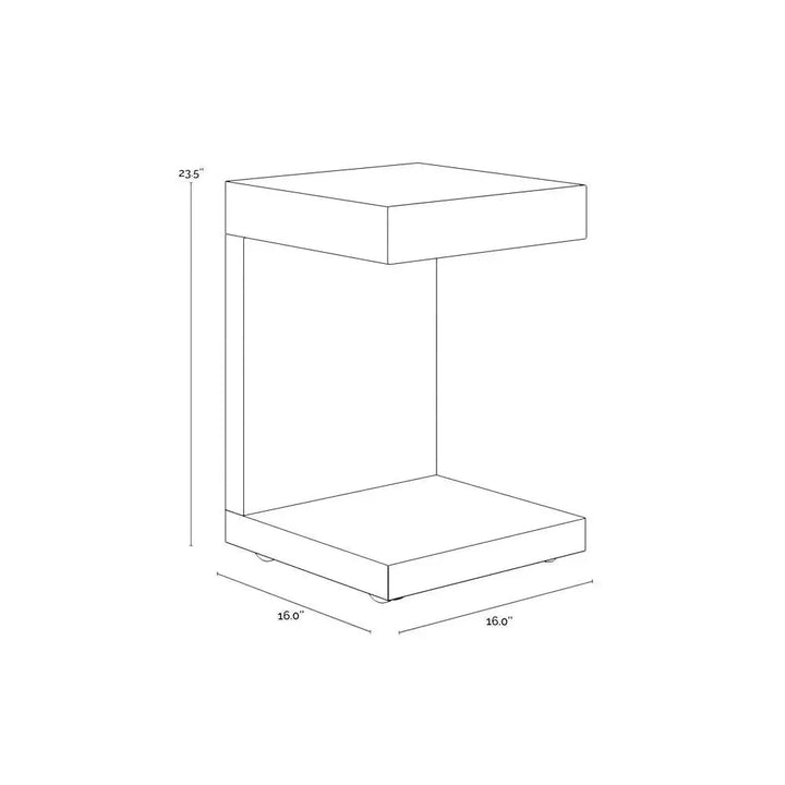 Batchelor Table Bachelor End Table High Gloss White Hidden Drawer - LOOMLAN