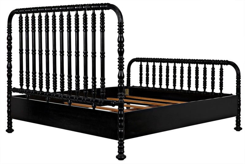 Bachelor Wood Black Eastern King Bed-Beds-Noir-LOOMLAN