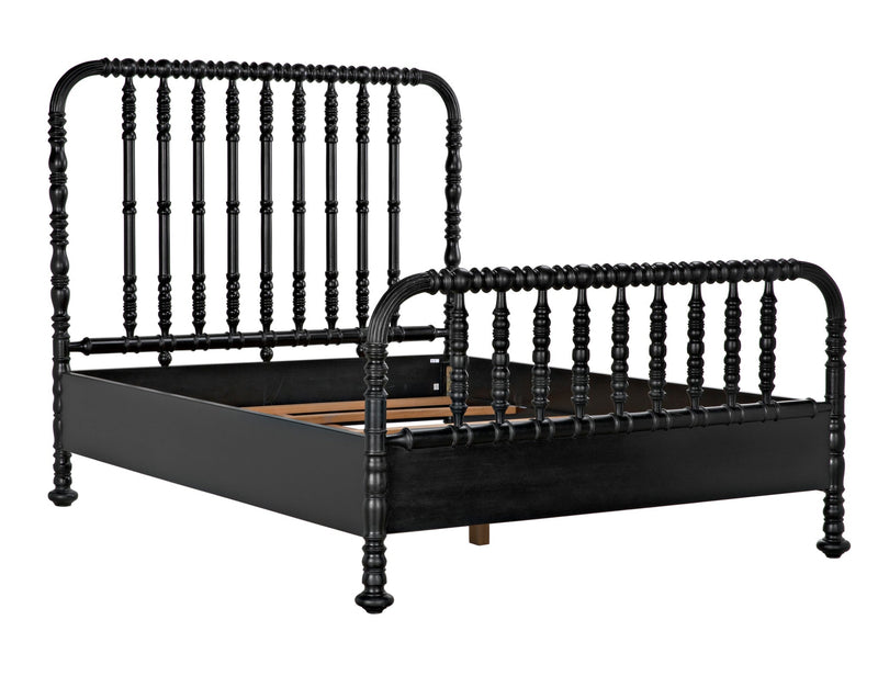 Bachelor Wood Queen Bed-Beds-Noir-LOOMLAN