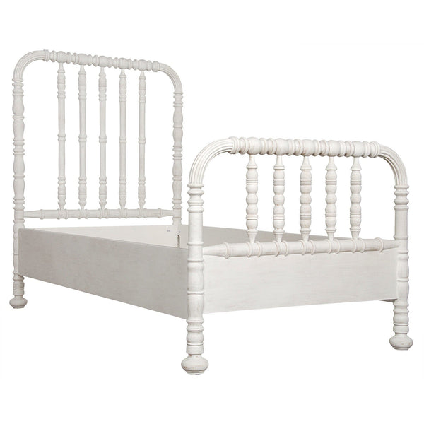 Bachelor Wood White Wash Queen Bed-Beds-Noir-LOOMLAN