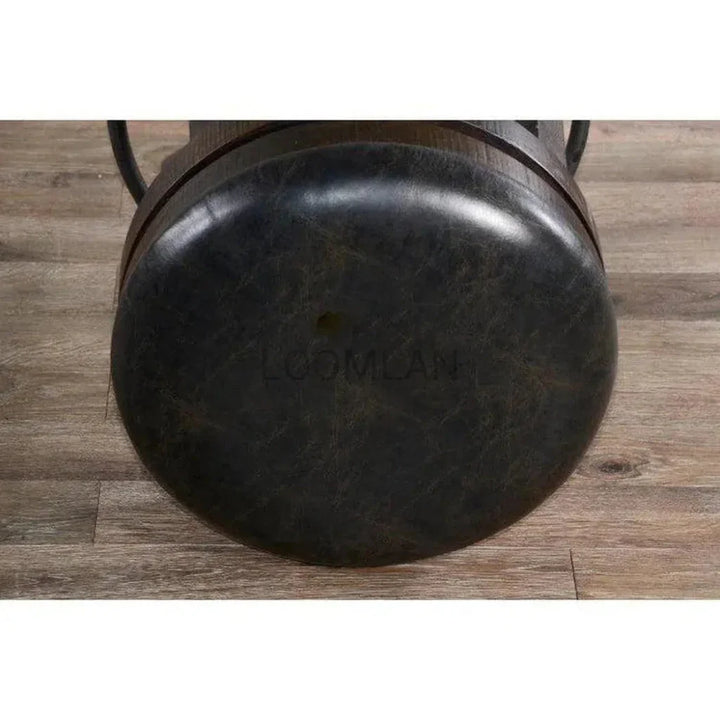 Backless Swivel Counter Stool Black Leather Seat 24"H - LOOMLAN - Sunny D - Counter Stools