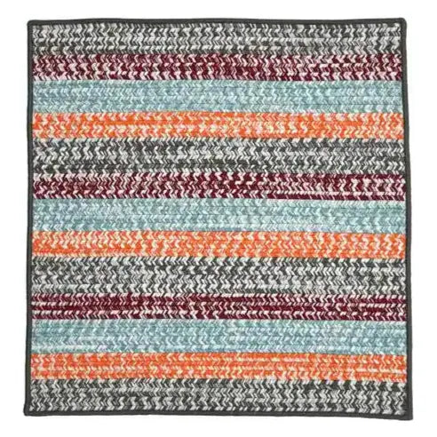 Baily Tweed Stripe Square Outdoor Rugs-Outdoor Rugs-Colonial Mills-Sunset-3' x 3'-LOOMLAN