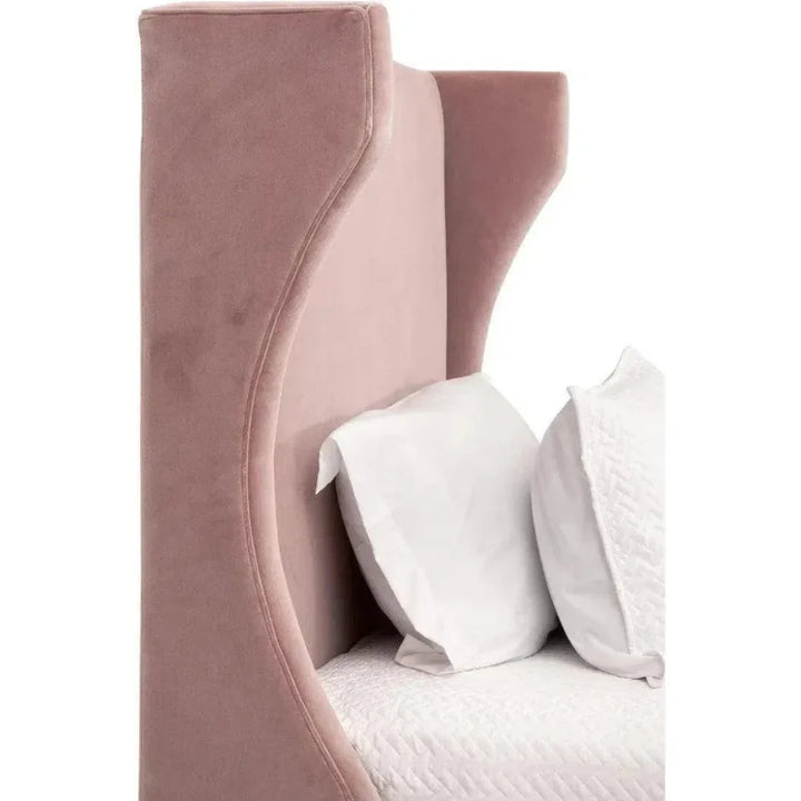 Balboa Light Pink Velvet Bed Frame - LOOMLAN - Essentials For Living - Beds