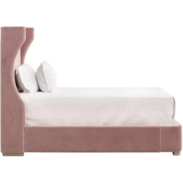 Balboa Light Pink Velvet Bed Frame - LOOMLAN - Essentials For Living - Beds
