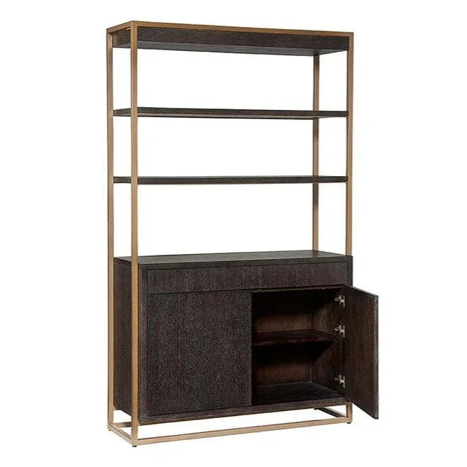 Baldessara Steel Frame Dark Brown Etagere-Etageres-SUNPAN-LOOMLAN