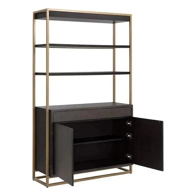 Baldessara Steel Frame Dark Brown Etagere-Etageres-SUNPAN-LOOMLAN