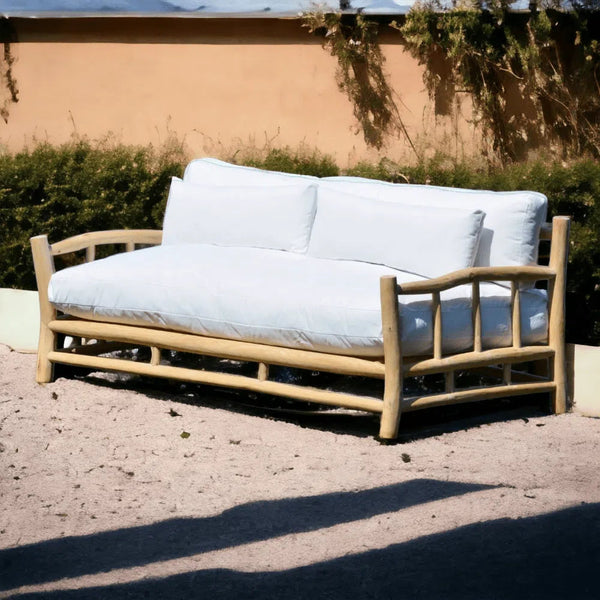 Bali Teak Wood Outdoor Couch Sofa with Marine-Grade Cushions Outdoor Sofas & Loveseats LOOMLAN By Artesia