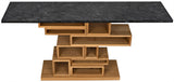 Balin Wood and Marble Console Table-Console Tables-Noir-LOOMLAN