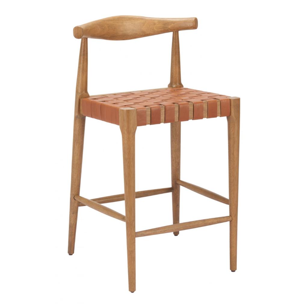 Tan Leather Counter Stool 26 Inch | LOOMLAN
