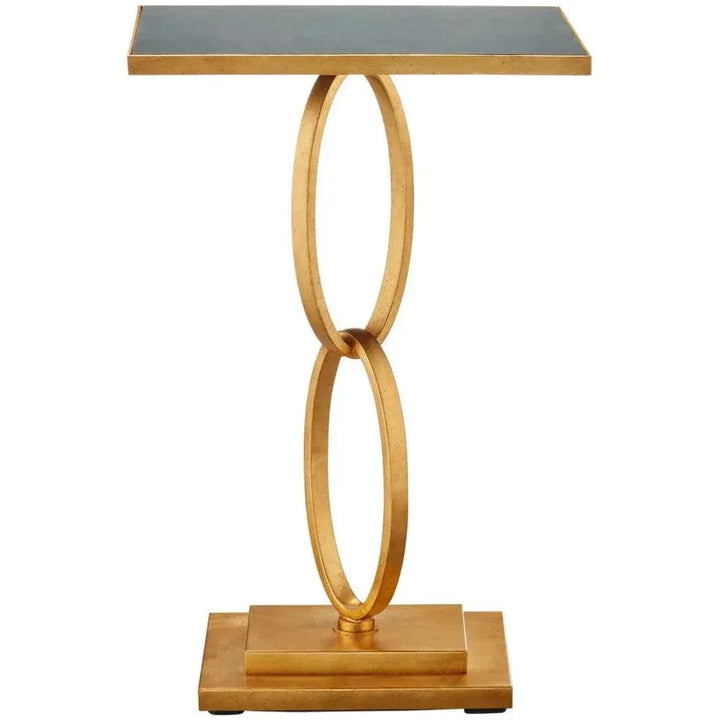 Bangle Iron & Glass Gold Rectangular Accent Table - LOOMLAN - Currey & Co - Side Tables