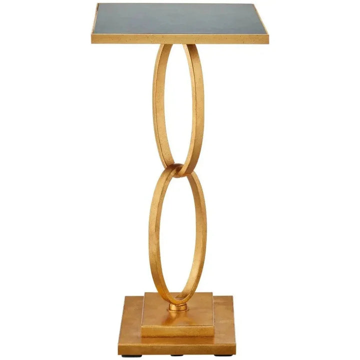 Bangle Iron & Glass Gold Rectangular Accent Table - LOOMLAN - Currey & Co - Side Tables