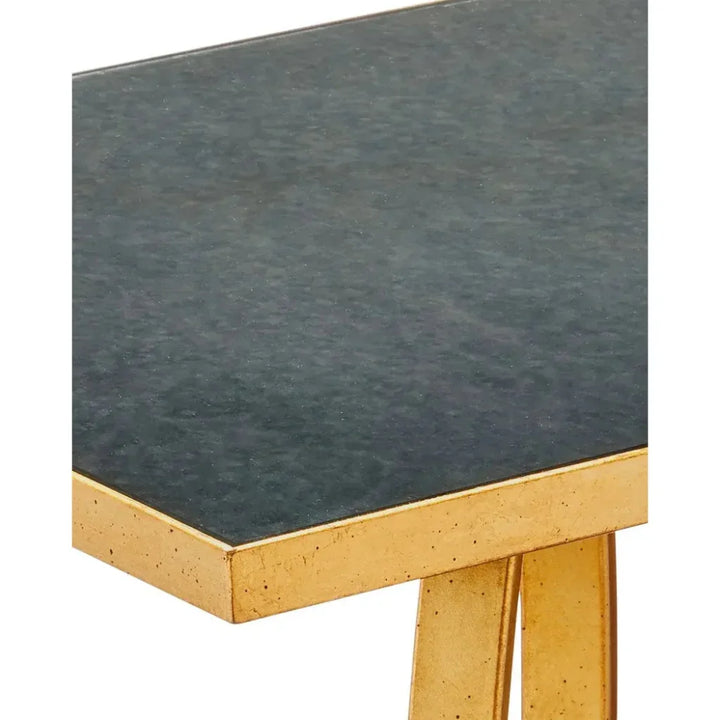 Bangle Iron & Glass Gold Rectangular Accent Table - LOOMLAN - Currey & Co - Side Tables