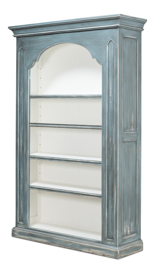 Banner Bungalow Display Bookcase Blue-Bookcases-Sarreid-LOOMLAN