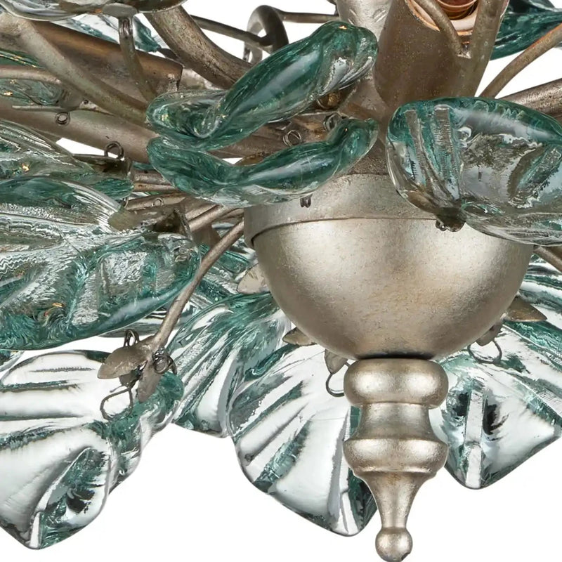 Baobab Wrought Iron d Glass Semi-Flush Mount-Flush Mounts-Currey & Co-LOOMLAN