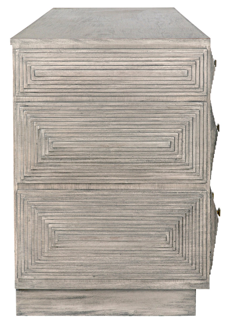 Baram Wood Distressed Grey Dresser-Dressers-Noir-LOOMLAN