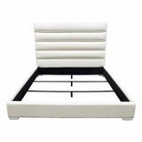 Bardot Channel Tufted White Leather Bed-Beds-Diamond Sofa-LOOMLAN