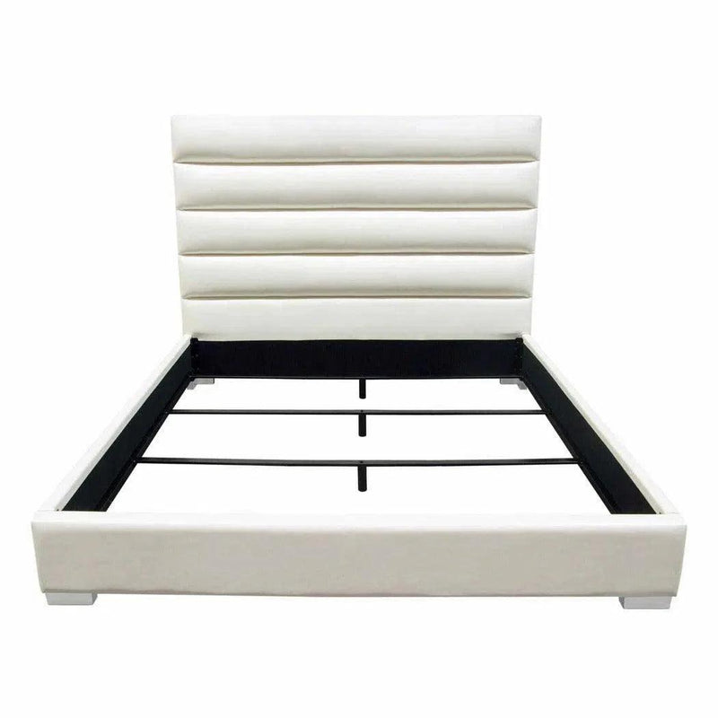 Bardot Channel Tufted White Leather Bed-Beds-Diamond Sofa-LOOMLAN