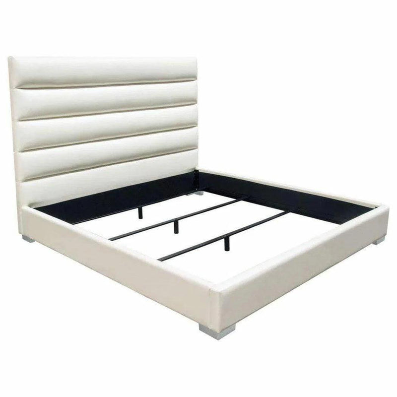 Bardot Channel Tufted White Leather Bed-Beds-Diamond Sofa-LOOMLAN