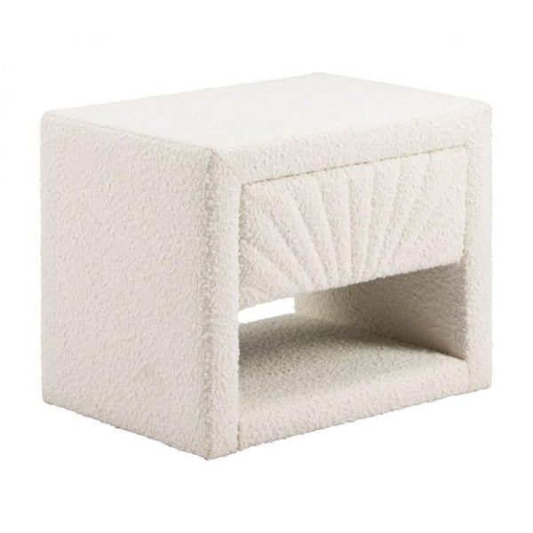 Baris Ivory Textured Fabric Nightstand Ivory