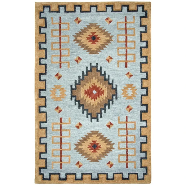 Barn Tribal Light Blue Large Area Rugs For Living Room - LOOMLAN - LOOMLAN - Area Rugs