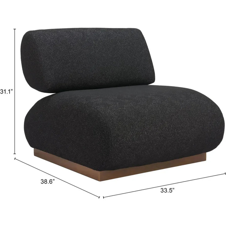 Barsa Black Armless Accent Chair - LOOMLAN - Zuo Modern - Club Chairs