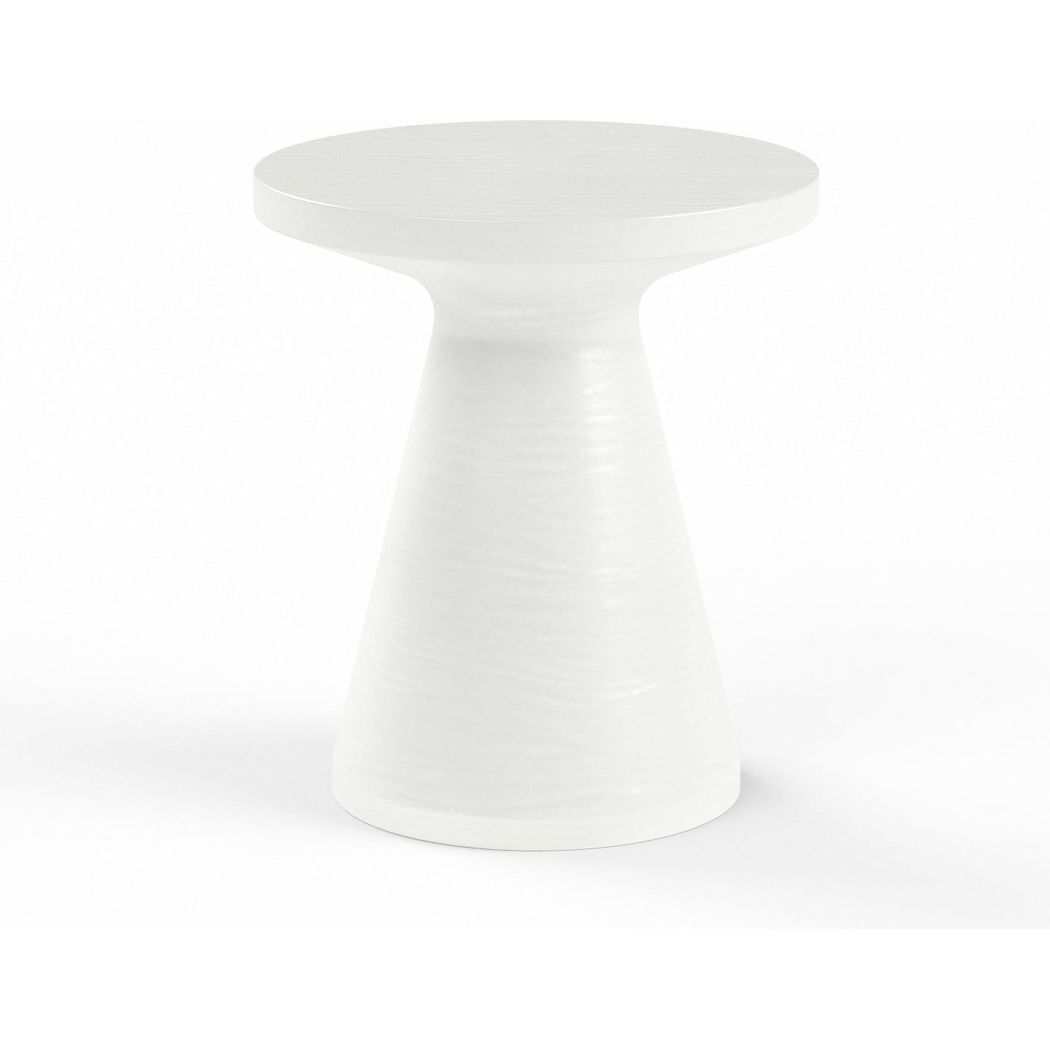 Bazaar Bone Finish Round Outdoor End Table