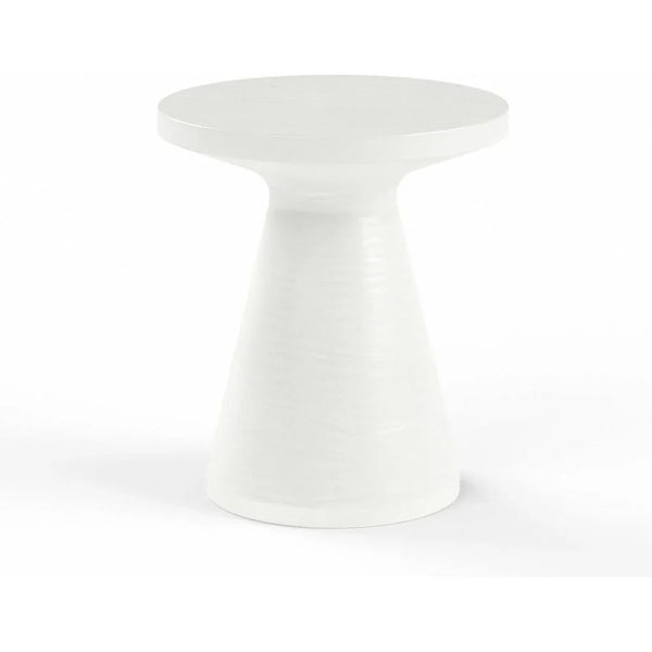 Bazaar Bone Finish Round Outdoor End Table - LOOMLAN - Sunset West - Outdoor Side Tables