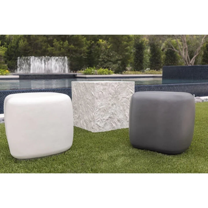 Bazaar Concrete Outdoor Pebble End Table - LOOMLAN - Sunset West - Outdoor Side Tables