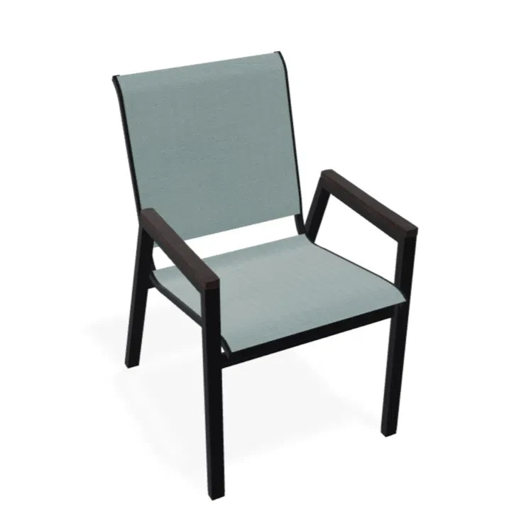 Bazza Stacking Bistro Chair With Rustic Polymer Arm Accents