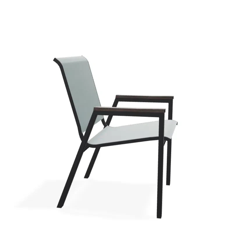 Bazza Stacking Bistro Chair With Rustic Polymer Arm Accents