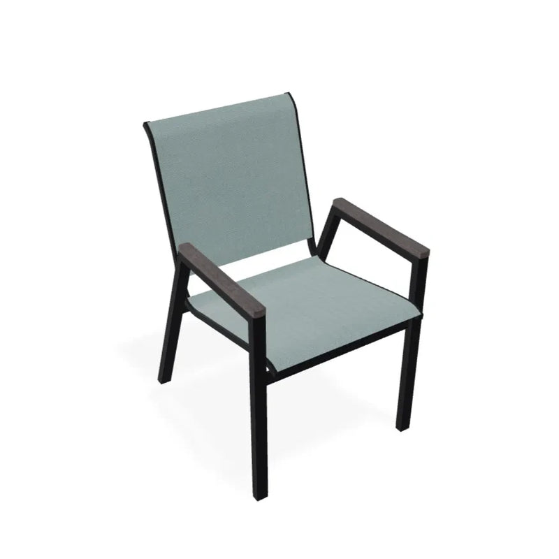 Bazza Stacking Bistro Chair With Rustic Polymer Arm Accents