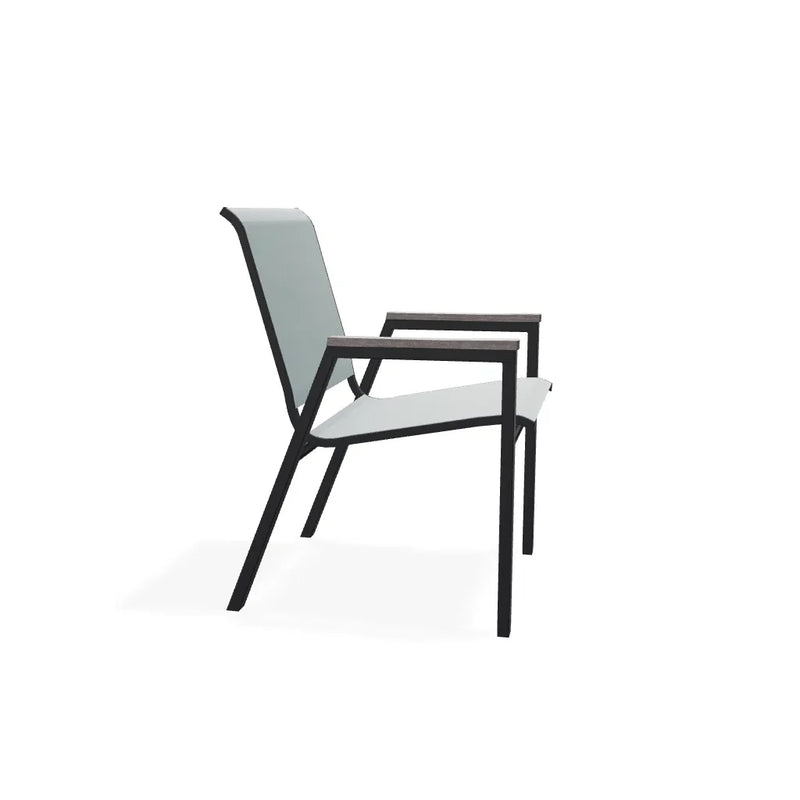 Bazza Stacking Bistro Chair With Rustic Polymer Arm Accents