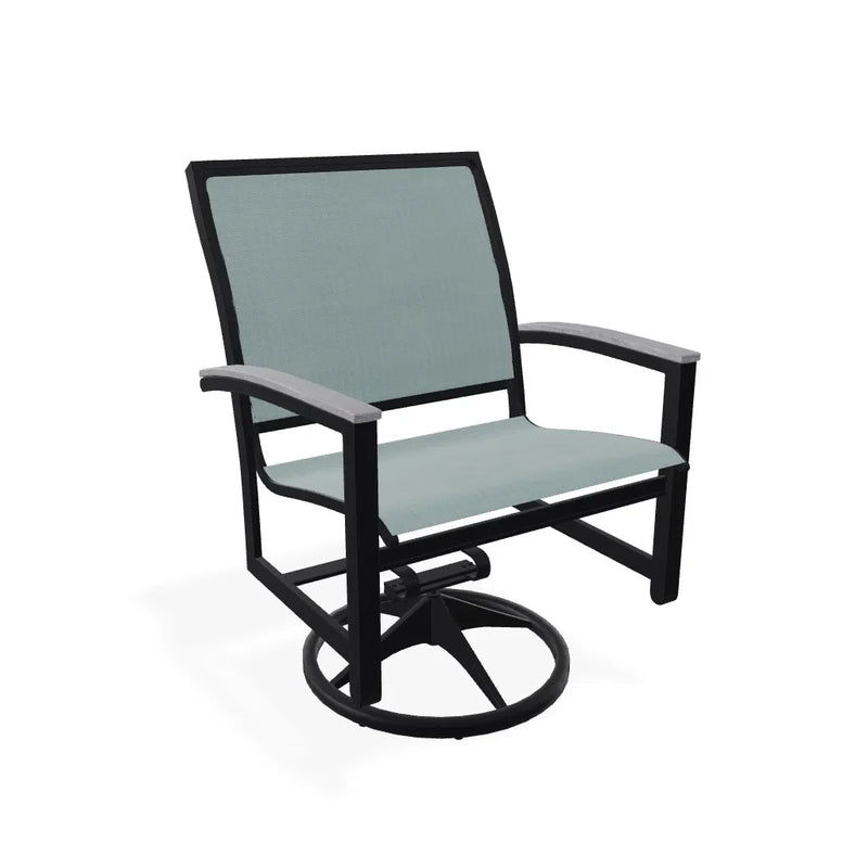 Bazza Sling Swivel Rocker With Rustic Polymer Arm Accents