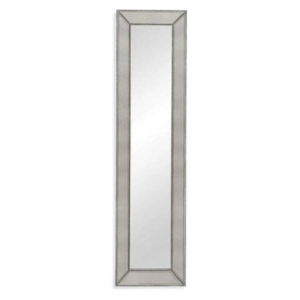 Beaded Leaner Rectangle Silverleaf Floor Mirror