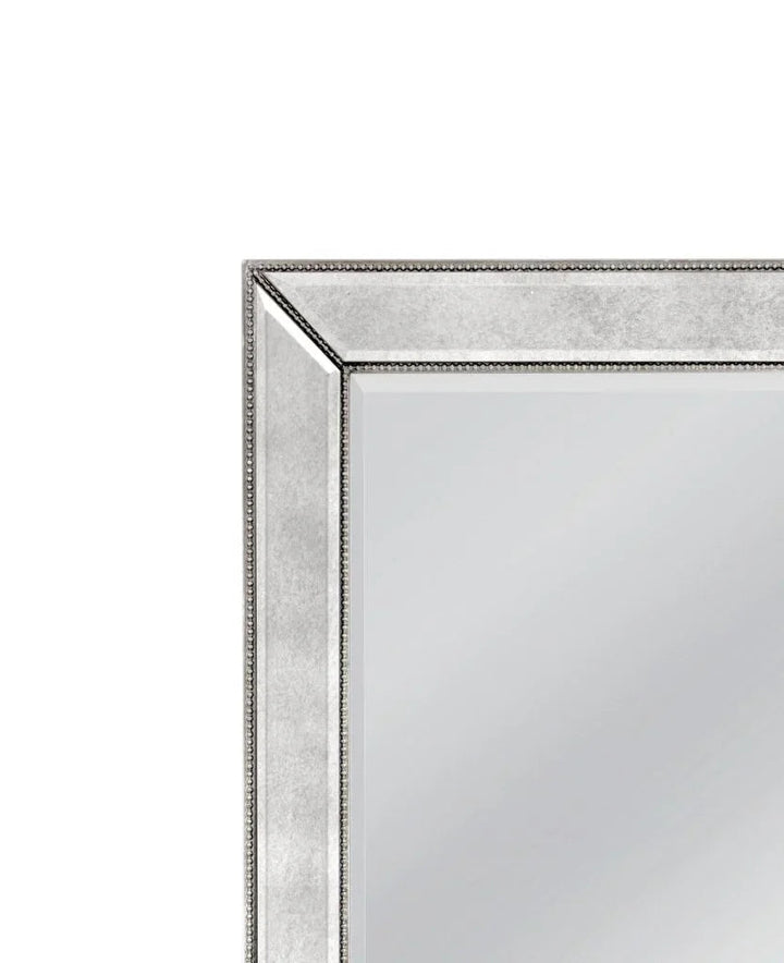 Beaded Silver Wood Floor Mirror-Floor Mirrors-Bassett Mirror-LOOMLAN