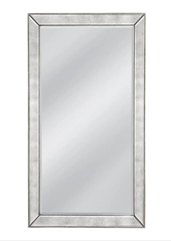 Beaded Silver Wood Floor Mirror-Floor Mirrors-Bassett Mirror-LOOMLAN
