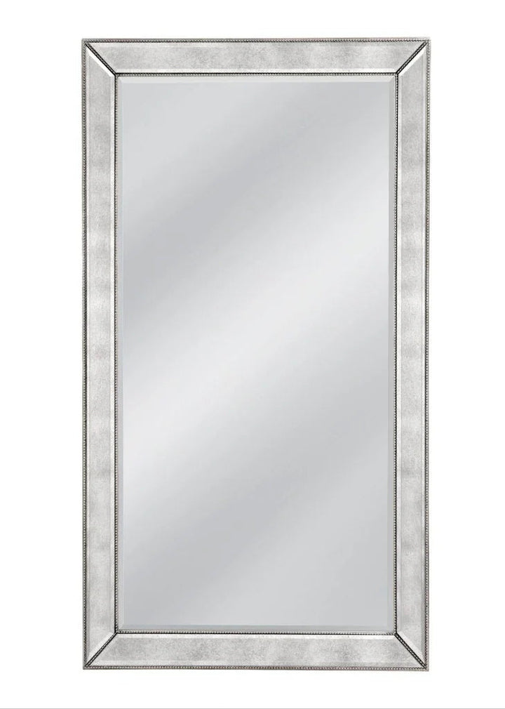 Beaded Silver Wood Floor Mirror-Floor Mirrors-Bassett Mirror-LOOMLAN