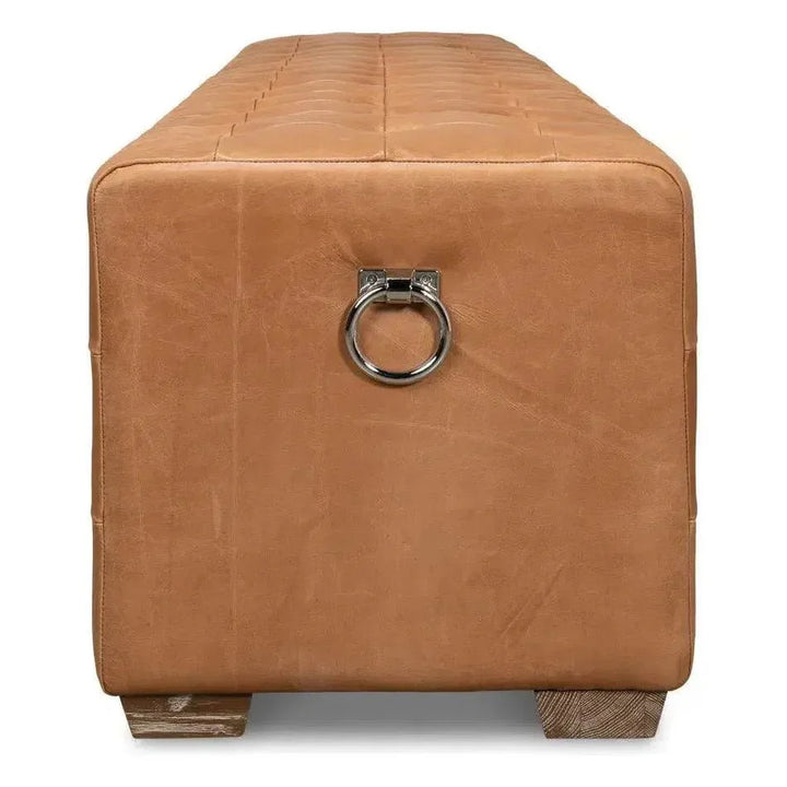 Beam Bench Tufted Leather - LOOMLAN - Sarreid - Bedroom Benches
